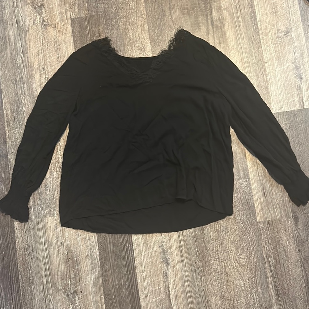 Black lace business casual blouse